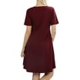 thumbnail image 3 of Womens Round Neck Short Sleeve Stretch Cotton Side Pocket A-line Fit & Flare Dress, 3 of 3