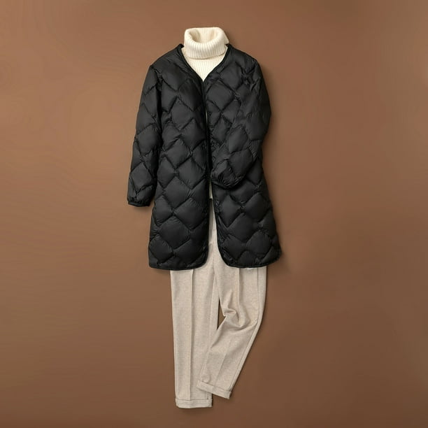 Parkas de manga larga para mujer, abrigo cálido con bolsillo, chaqueta larga de invierno, parkas de plumón para mujer