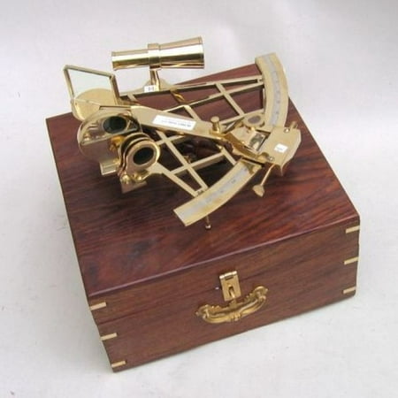 Woodland Imports Sextant Brass with Wood Decorative Case All Time Nautical