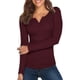 thumbnail image 1 of Jersey casual de manga larga con cuello en V y botones básicos para mujer, 1 of 5