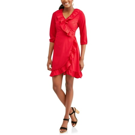 Ruffle Neck Wrap - Women's Ruffle Wrap Dress