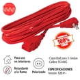 thumbnail image 3 of Extensión Eléctrica Trenzada, Color Rojo, 16 AWG, 5 m, 3 of 3