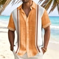 thumbnail image 3 of Uwinwear Men's Vintage Bowling Shirt Short Sleeve Button Down Summer Beach Shirts Hawaiian Vacation Lightweight Tops Breathable Casual Wear,Orange,M, 3 of 4