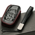 thumbnail image 4 of Vitodeco Genuine Leather Smart Key Fob Case with Leather Key Strap Compatible for Toyota Rav4 Prime 2021 (5-Button, Black/Red), 4 of 5
