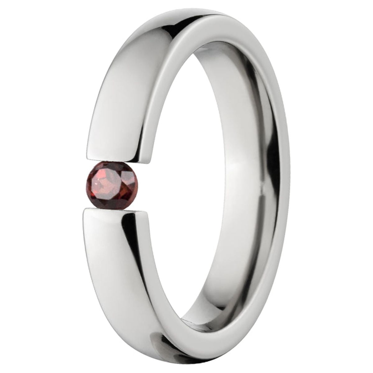 Ruby 4mm Stainless Steel Tension Set Ring