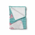 thumbnail image 2 of Whale Soft Flannel Fleece Throw Blanket, Big Fish Swimming and Floral Marine Animal Mammal Creature Themed Design, Cozy Plush for Indoor and Outdoor Use, 50" x 60", Teal Pink White, by Ambesonne, 2 of 6