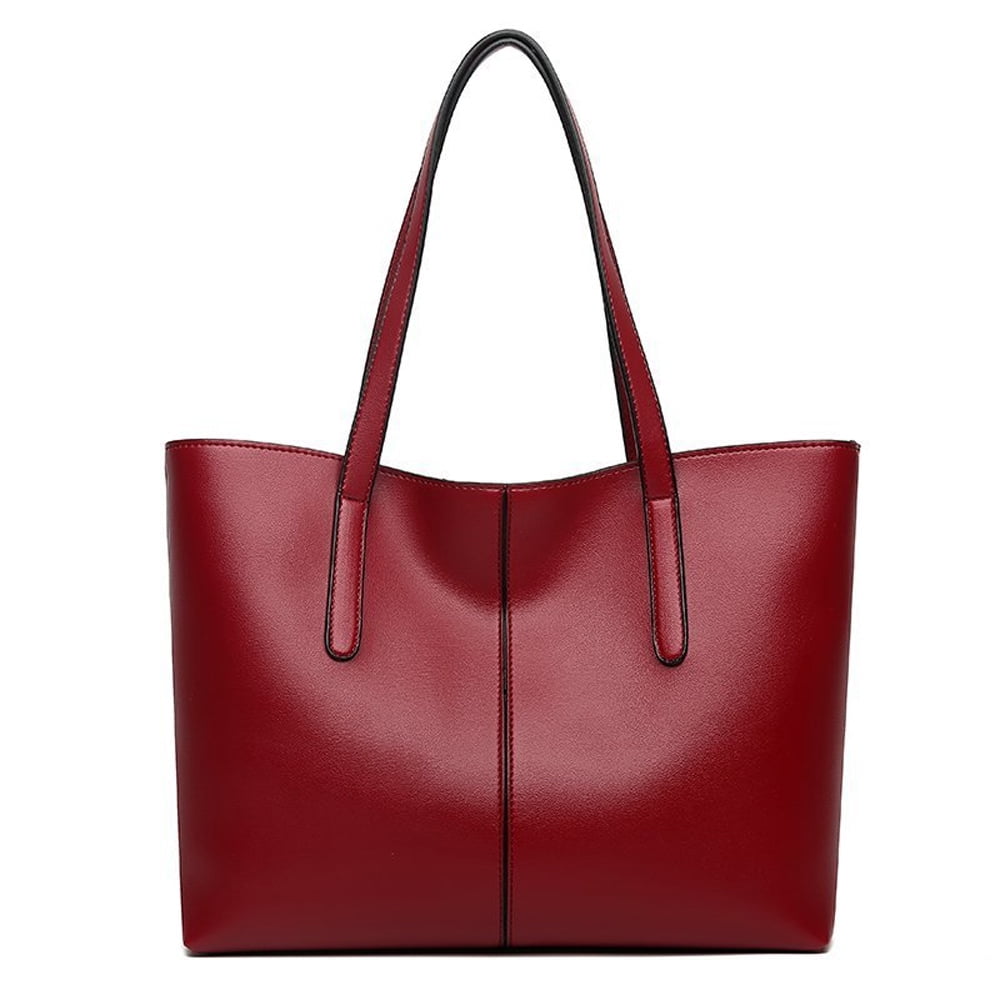 Vintage Genuine Leather Shoulder Bag Work Totes for Women Purse Handbag with Back Zipper Pocket
