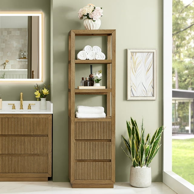 Navan 20" Freestanding Linen Cabinet in Weathered Brown