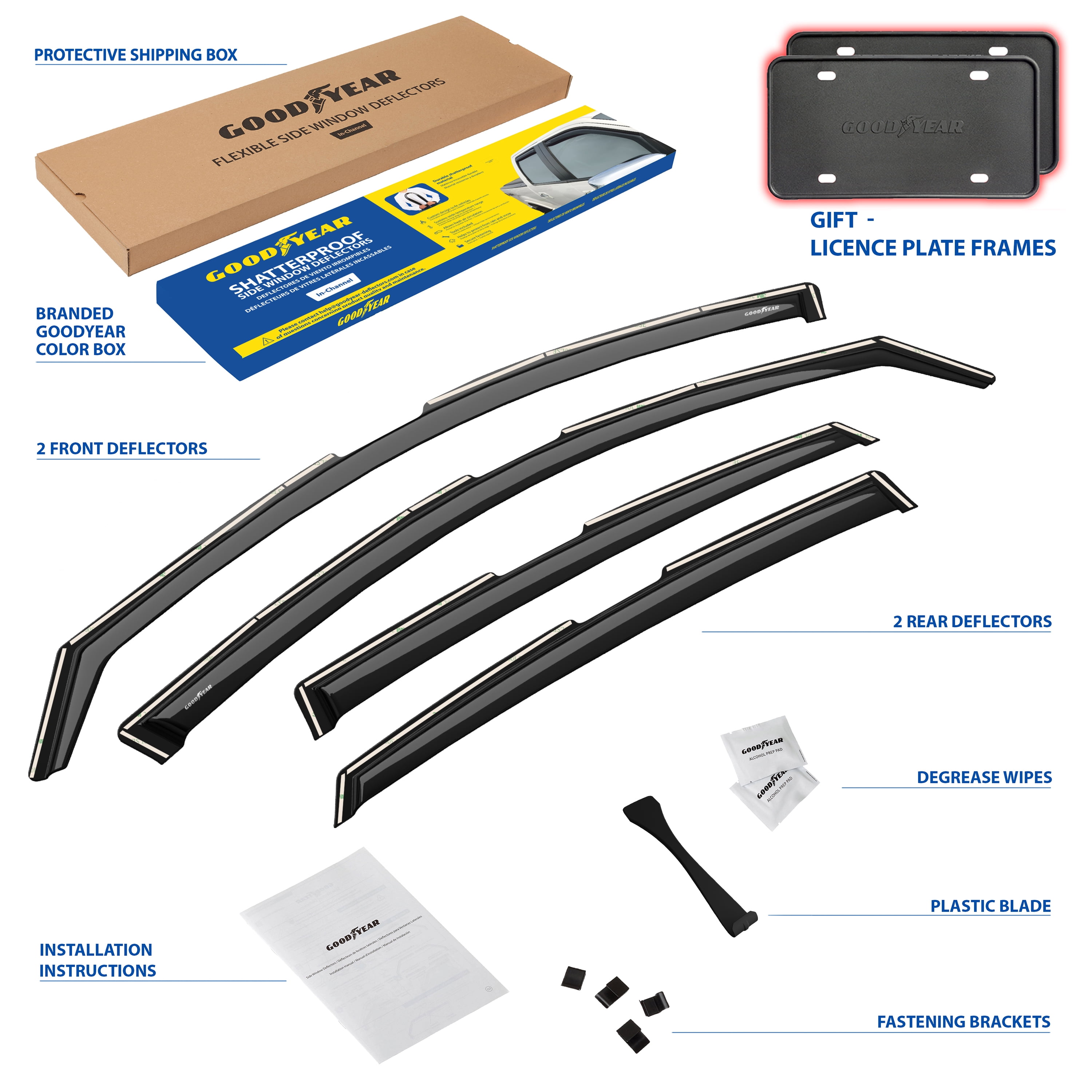 Goodyear Shatterproof in-Channel Window Deflectors for Nissan Altima 2013-2018, Rain Guards, Window Visors for Cars, Vent Deflector, Car Accessories, 4 pcs - GY003483