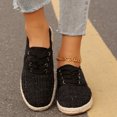 thumbnail image 6 of Tao Tao Women's Casual Breathable Hollow Knitted Solid Color Round Toe Flying Woven Flat Sole Shoes Black 37, 6 of 9