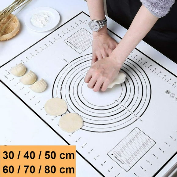 Silicone Pastry Mat with Measurements, Large and Thick Baking Mat, Non-Slip, Free of BPA, Fondant and Cake Rolling Mat, Kitchen Countertop Mat