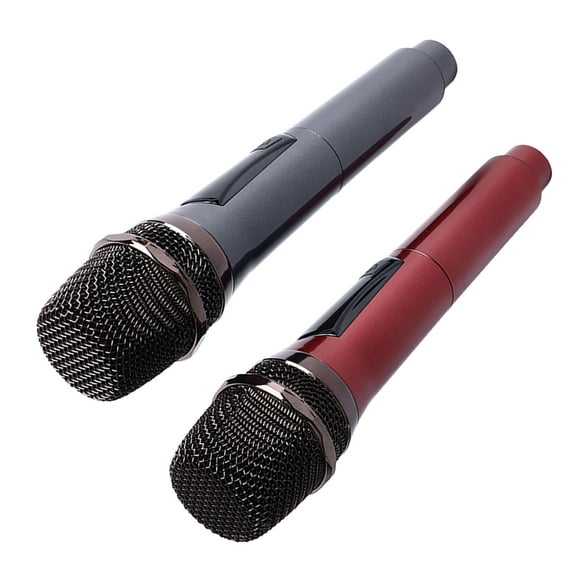 Système de Micro Sans Fil, Interface 6.35mm Longue Portée Rouge Gris Microphone Sans Fil Double Dynamique pour KTV
