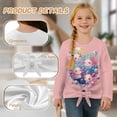 thumbnail image 6 of Xixirimido Pink Axolotls & Bubbles Pattern Girls Casual Tunic Tops Tie-hem Long Sleeve Loose Soft Blouse T-Shirt Cute Graphic Girls Shirts, Size 9-10, 6 of 7