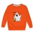 thumbnail image 4 of Tfken Sweatshirt For Girls Halloween Long Sleeve Cartoon Print Tops Outdoor Crew Neck Comfortable Orange Pullover Sweater Size 3-4 Years, 4 of 4