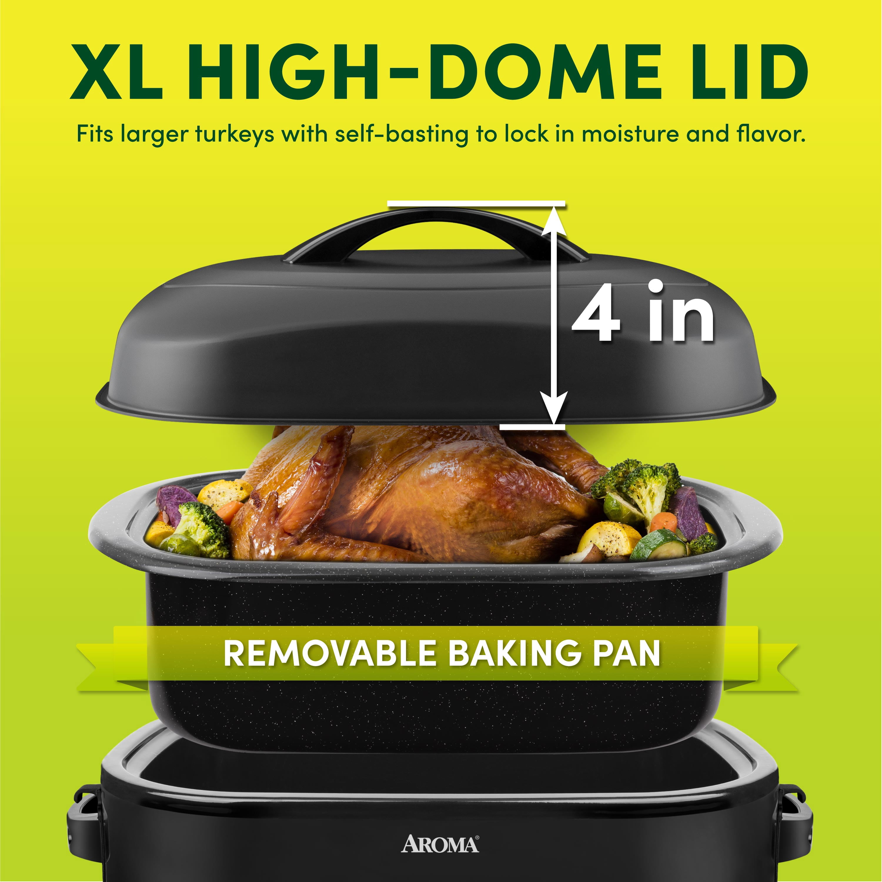 (3 pack) Aroma® 18Qt. Electric Roaster Oven with High Dome Lid, 8X Bonded Granite Enamel, New-Black (ART-718BH)