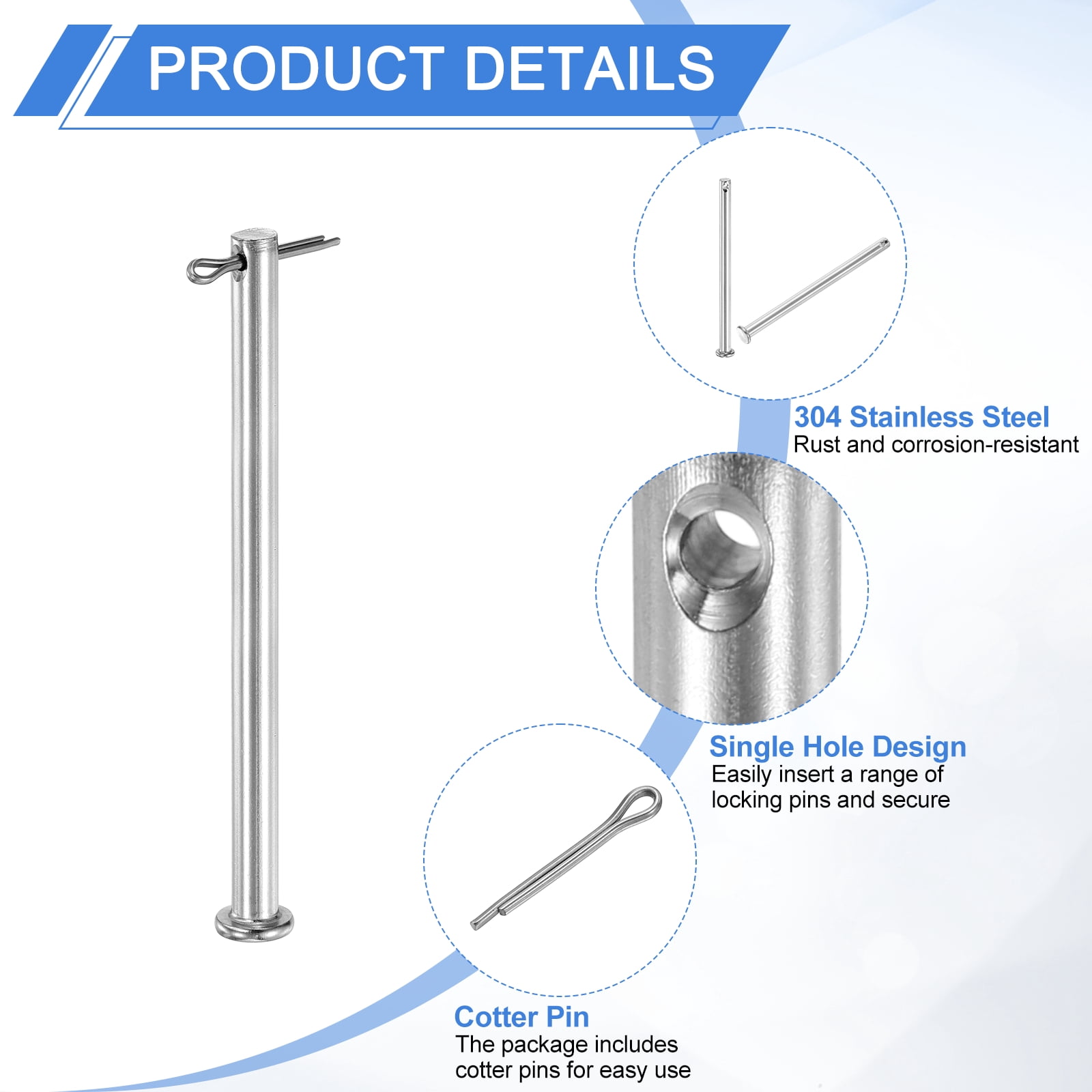 8Pack M3x10mm Clevis Pins, 304 Stainless Steel Single Hole Flat Head Clevis Pin Hairpin Location Pin with Cotter Pins for Trailer Latch Mechanics Repair Furniture Installation