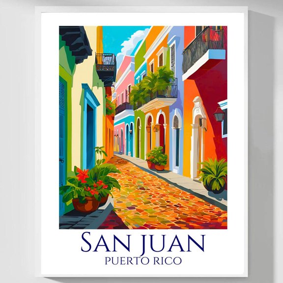 Kna Prints - Puerto Rico Wall Art, San Juan Poster, Old San Juan Street Poster Print, Travel Decor, Vacation Souvenir, Island Home Decor Unframed Poster, UNFRAMED-8x12