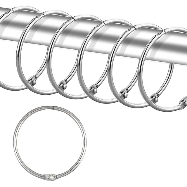 nipocaio 24 Pcs Anneau de Rideau de Douche, Crochet de Rideau de Douche Antirouille pour Salle de Bain, Anneau Décoratif Rond et Crochet de Tringle de Douche, Anneau en Métal pour Rideau de Douche