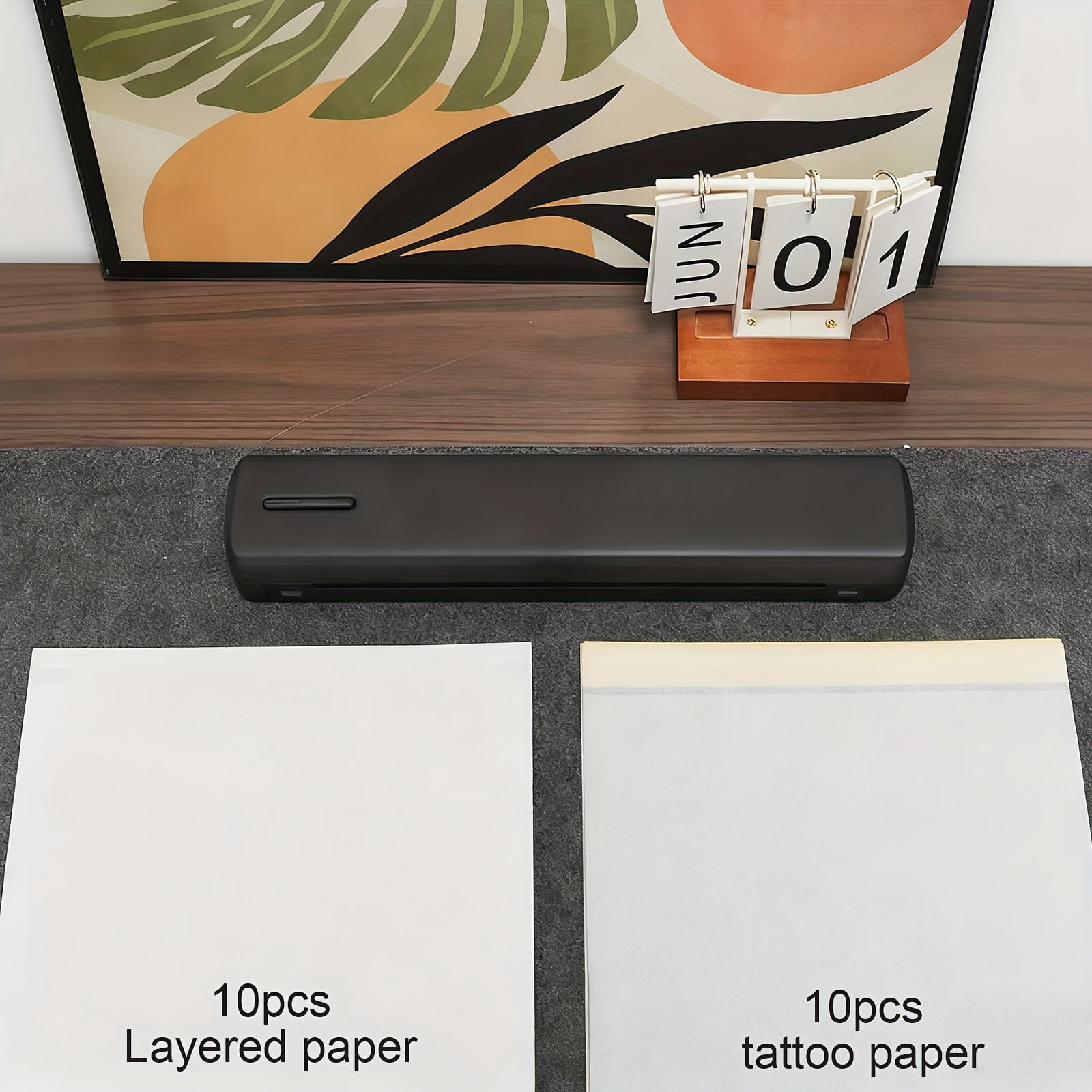 4 Rolls Of Printer Paper Sold Separately, Portable Thermal Printer with 10 Tattoo & 10 Folding, Inkless Thermal Printer Ideal for Office, Home, School