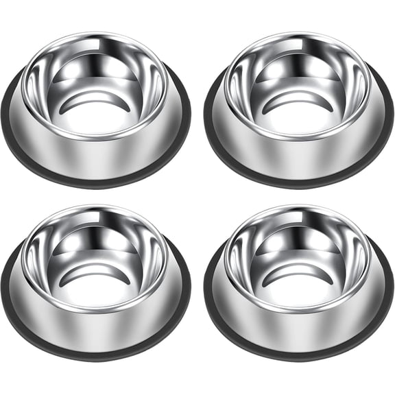 4 Pcs 7/12/30 oz Stainless Steel Dog Bowls Stackable Pet Puppy Dishes Anti Slip Dog Food Bowls for Small, Medium and Large Dogs