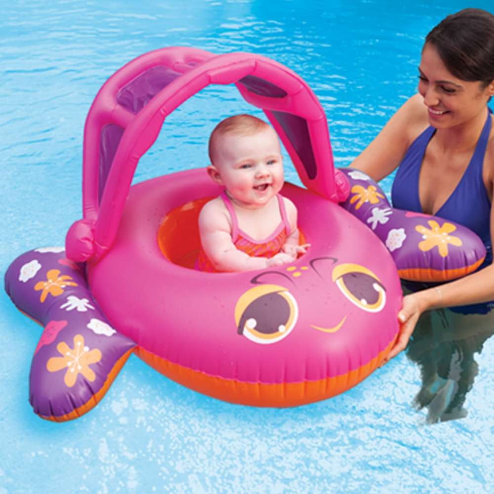 Swim Ways Sun Canopy Baby Boat Infant Pool Float Pink Fish - Walmart