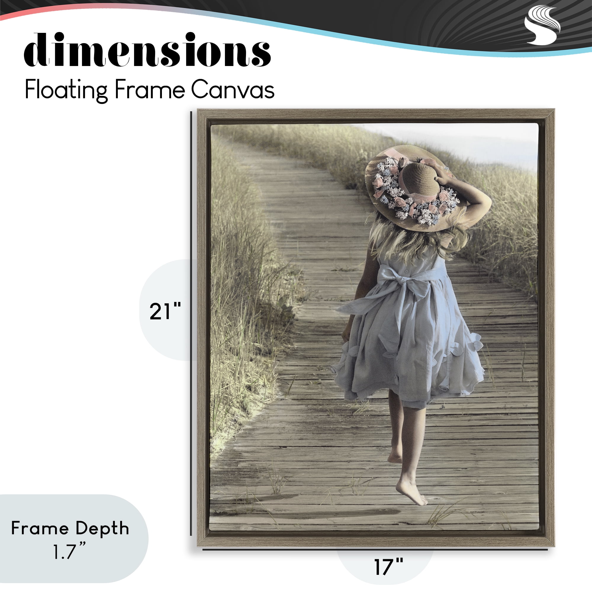 Stupell Industries Girl With Sun Hat Walking Brown Framed Floater Canvas Wall Art, design by Kendra Dew
