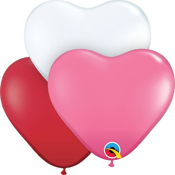 11 inch Qualatex Hearts - Love Assortment Latex Balloons (6 Pack) - Party Supplies Decorations