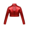 thumbnail image 2 of Haitryli Kids Girls Mock Neck Dance Workout Glossy Metallic Dancer Tank Tops Sports Crop Top Mini Cami Red 10, 2 of 6