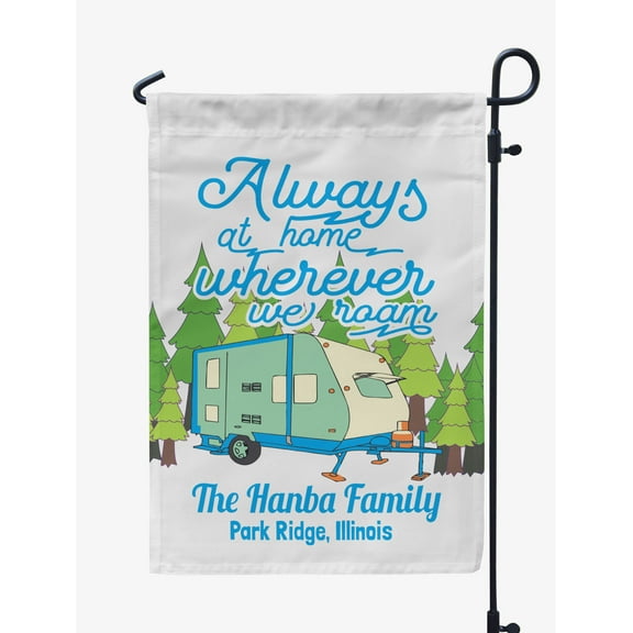 Printtoo White Always At Home Wherever We Roam Big Travel Trailer Camping Flags For Campers Personalized Double SidedFlag Outdoor Decor Sign CampsiteFlag