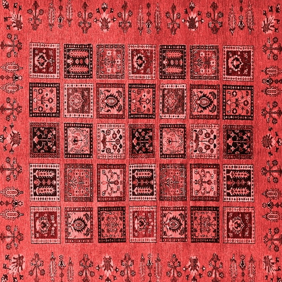Ahgly Company Indoor Square Abstract Red Modern Area Rugs, 4' Square