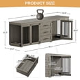 thumbnail image 3 of Wiilayok 94.5" Large Double Dog Crate Furniture, Wooden Double Dog Kennel Furniture with 3 Drawers and 4 Dog Bowl, Heavy Duty Indoor Furniture Style Dog Cage House(Grey), 3 of 8