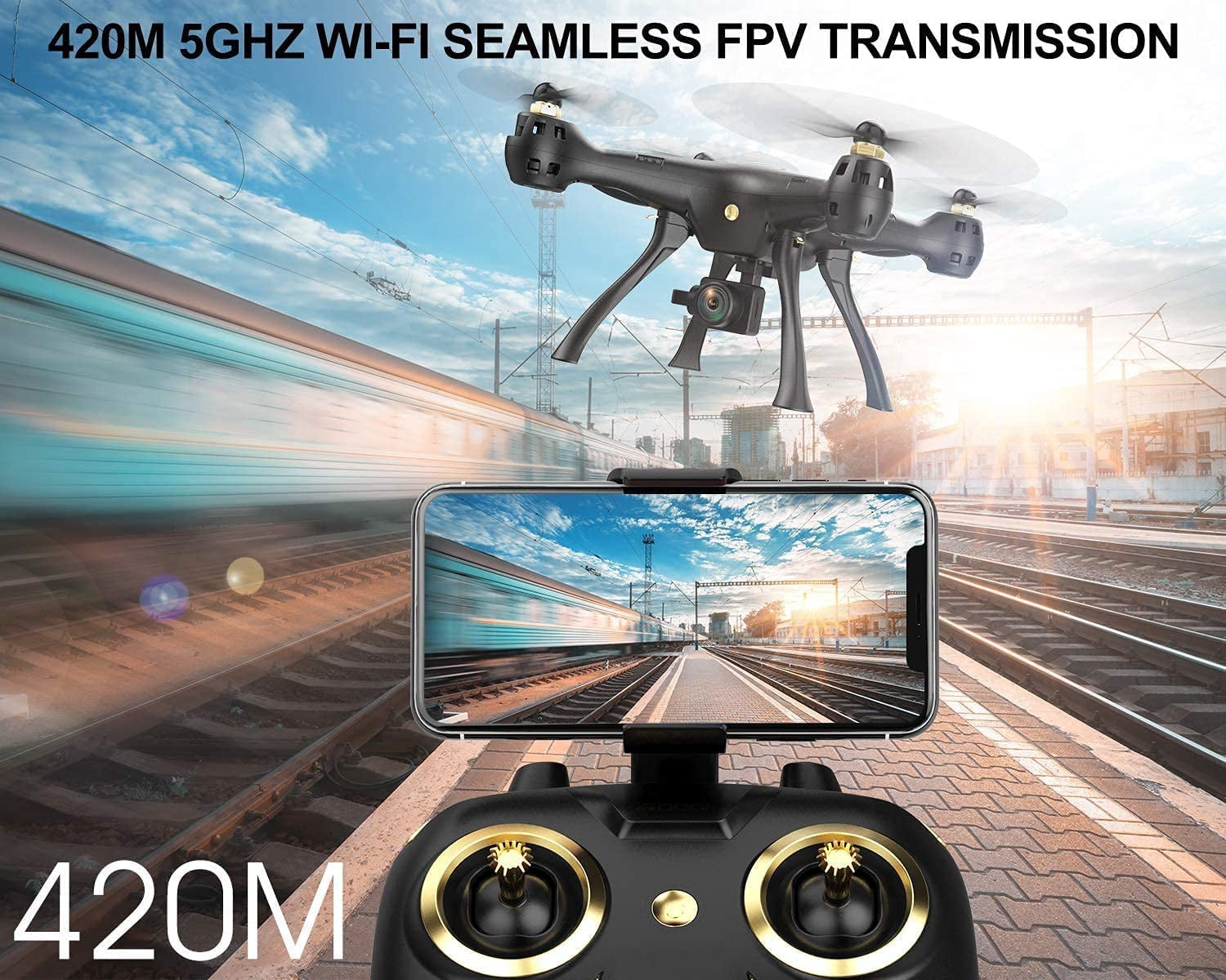 DROCON DC-08 5G WiFi FPV Drone, 1080P Full HD Camera, Screwdriver-Free RC Quadcopter for Beginners