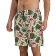 thumbnail image 2 of KLL Tropical Mask Flamingo Men's Casual Summer Beach Shorts Hawaiian Shorts with Pockets-Small, 2 of 5