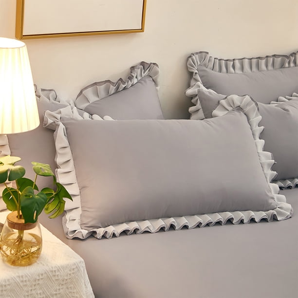 French Pillowcase Ruffle Designs Soft Brushed Fabric Suitable For Bedroom Envelope Closure Pillowcase