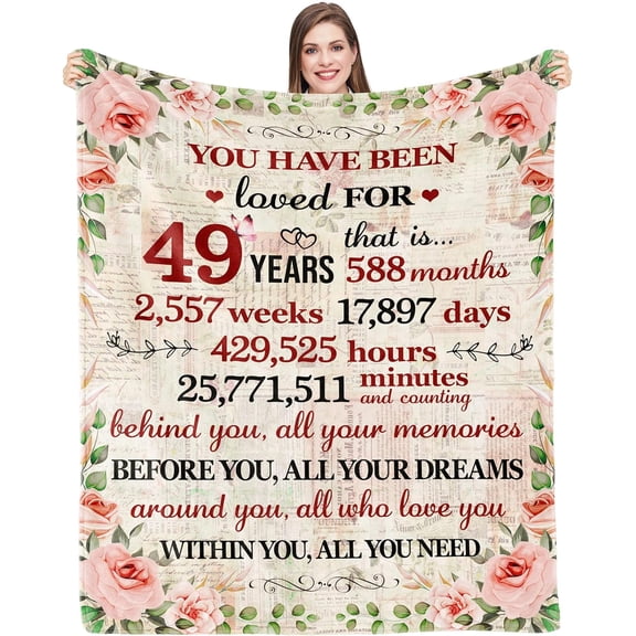 49th Birthday Gifts for Women Happy 49th Birthday Gifts for Her 49 Year Old Birthday Gifts for Women 49th Birthday Decorations for Women Bestie Wife Sister Mom Friends 49th Birthday Blanket 60"x 50"
