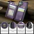 thumbnail image 5 of Mantto Case for iPhone 16 with Card Holder, Retro PU Leather RFID Blocking Credit Card Slots Double Magnetic Clasp Flip Kickstand Shockproof Phone Cover for iPhone 16,Purple, 5 of 9