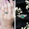 thumbnail image 3 of Rosec Jewels Nature Inspired Ring for Women, Emerald Flower Ring with Diamond (AAA Quality), 18K White Gold, US 6.50, 3 of 9