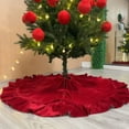 thumbnail image 5 of 48 Inch Rustic Ruffled Velvet Christmas Tree Skirt with Bowknot,Traditional Holiday Deluxe Large Plush Christmas Tree Skirt Mat Decoration for Merry Christmas Xmas Winter New Year Party, 5 of 6
