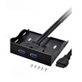 thumbnail image 1 of USB 3.0 Front Panel 19-Pin to 2-Port USB 3.0 Metal Bracket 3.5-Inch USB Hub Expansion Cable Adapter for PC Desktop, 1 of 5