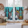 thumbnail image 2 of Donkey Couple Tier Curtains 54 Inch Length, Funny Animals Flowwers Wooden Oil Paint Cafe Short Curtains for Bathroom Over Sink, Small Kitchen Curtain Light Filtering Drapes 2 Panels 27.5"Wx54"L, 2 of 9