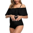 thumbnail image 5 of Women Plus Size One Piece Swimsuits Tummy Control Flounce Off Shoulder Bathing Suits for Maternity, 5 of 6