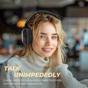 iKF Solo Over-Ear Wireless Headphones Noise Cancelling Bluetooth 5.4 Smart App Control 35ms Low Latency Support Wired Wireless Hi-Res Audio 130 Hours Playtime (Black)