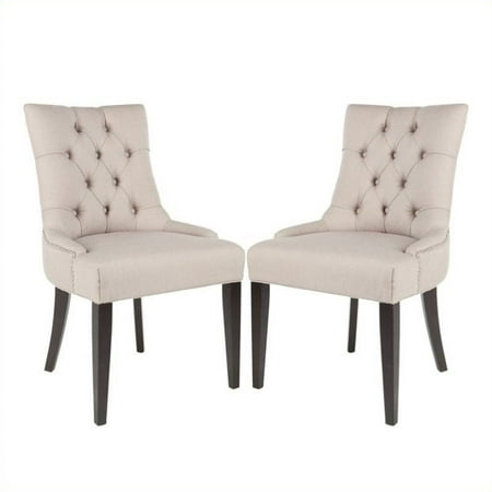 Safavieh Peyton/Ashley Tufted Dining Chair in Taupe (Set of 2