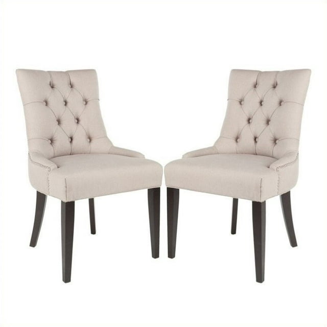 Safavieh Chaise de Salle à Manger Tuftée Peyton/Ashley en Taupe (Ensemble de 2)