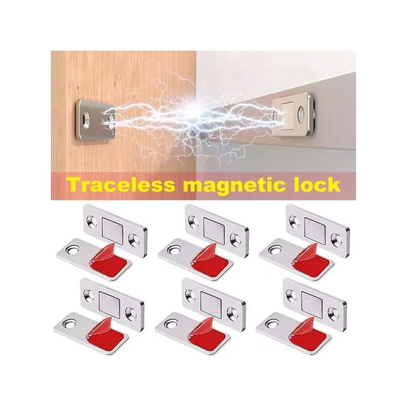 6 Pairs of No Drill Cabinet Magnetic Locks – Suitable for Drawers, Adhesive Cabinet Door Latch, Magnetic Closure for Kitchen Cabinet