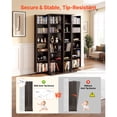thumbnail image 4 of KFFKFF 6-Tier Media Storage Cabinet, 24.02 x 14.49 x 50 in Organizer for CDs, DVDs, Books, Games, and More, Ideal for Living Room, Home Office, or Recording Room, Brown, 4 of 9