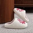 thumbnail image 5 of Slippers for Women Warm Non Slip Home Indoor Slippers Fluffy Slippers Winter Cozy Plush Slippers Print House Flat Closed Toe Slippers, 5 of 8