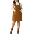 thumbnail image 2 of DARING DIVA Plus Size Suspender Skirt Strap Pinafore Corduroy Dress 1X Brown, 2 of 6