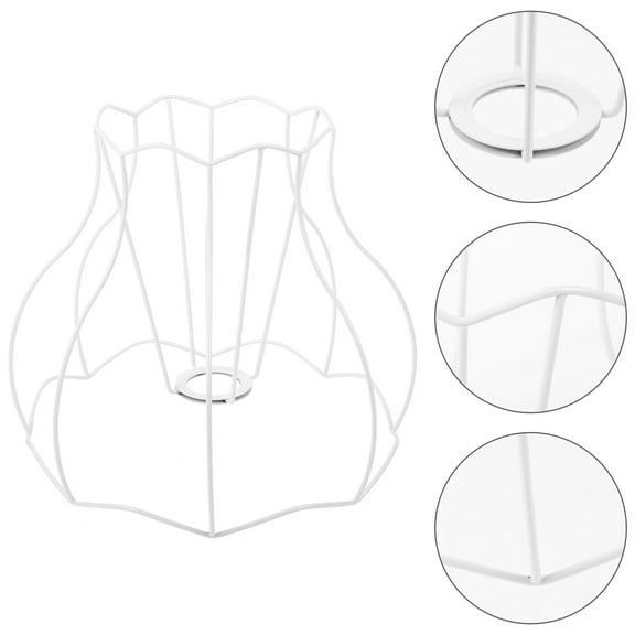 HOMEMAXS  Iron Lamp Shade Frame Ring Lampshade LED Ceiling Light Fixture White