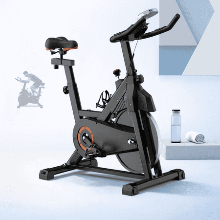USLIM Indoor Cycling Bike, Silent Belt Drive Exercise Bike with 30 lb Flywheel, 100-Level Resistance,330 lbs Weight Capacity, Black